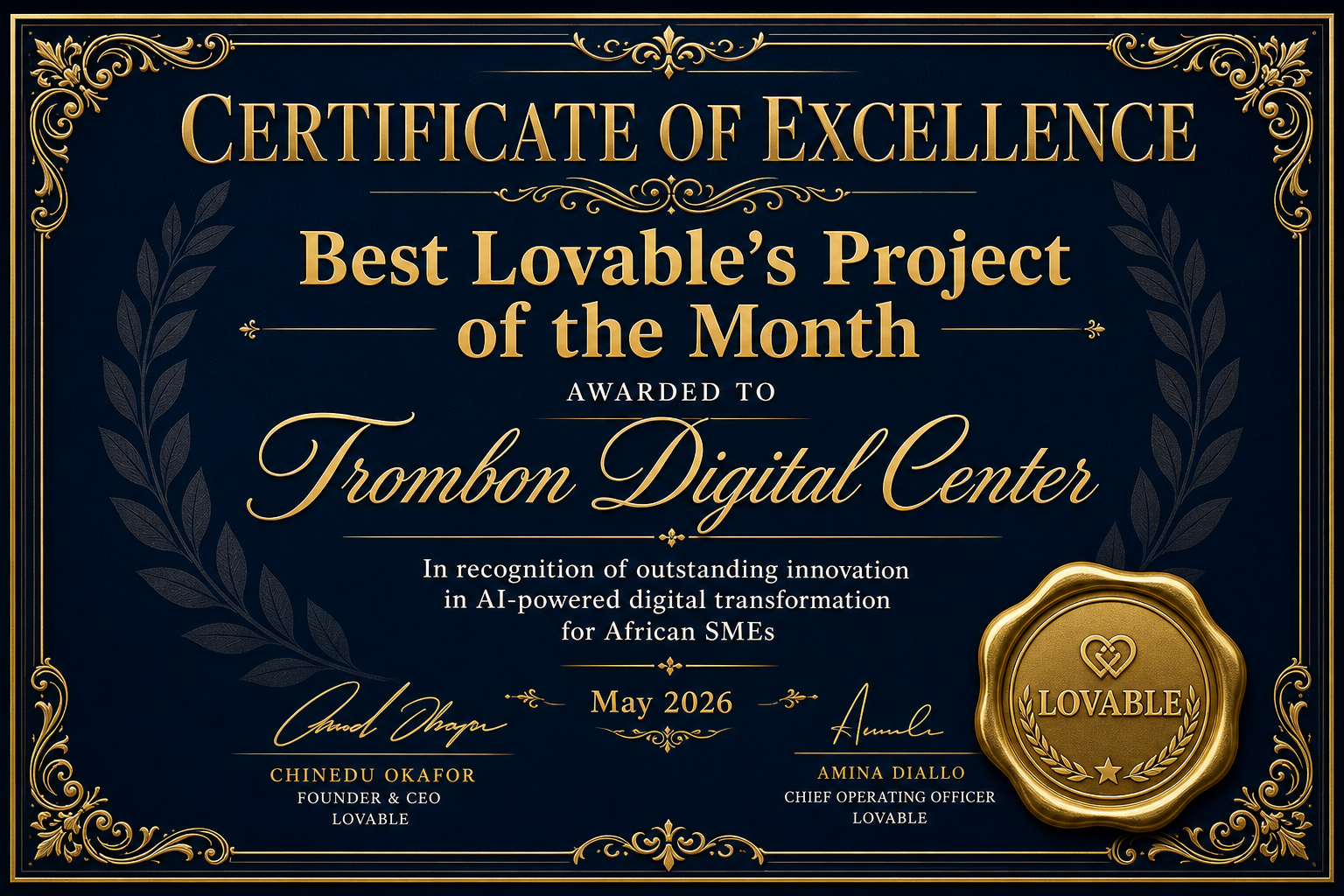 Best Lovable's Project of the Month décerné à Trombon Digital Center